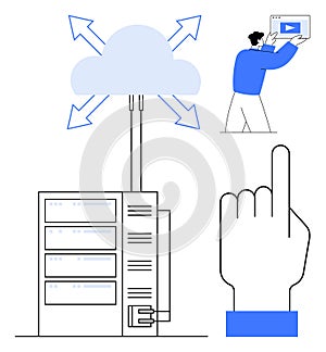 Cloud Storage Connection with Data Server, Digital Access, and User Interface Interaction