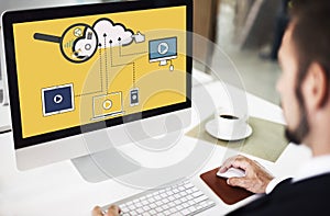 Cloud Storage Connection Devices Technology Concept