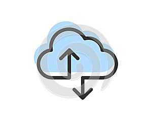 Cloud Storage And Data Transfer Vector Icon. Computing Service And Network Related Line Icons. Database And Server, Cyber Security