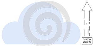 Cloud Storage and Data Upload Concept with Arrow and Binary Code