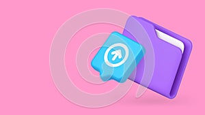 Cloud Storage Data Upload Folder 3d Vector Illustration Banner Template For Web