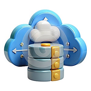 Cloud storage and database icon symbolizing data security and cloud computing services