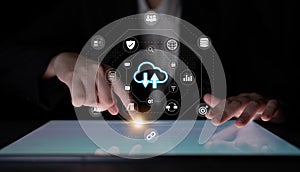 Cloud storage and digital file management network concept Parse