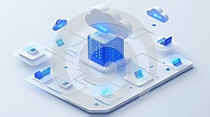 Cloud storage. A digital service or application that transfers data to a server or hosting service. Data transfer