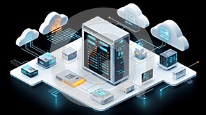 Cloud storage. A digital service or application that transfers data to a server or hosting service. Data transfer