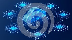 Cloud storage. A digital service or application that transfers data to a server or hosting service. Data transfer