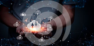 Cloud storage, Digital service data connection application network, transfers data to a server, hosting service