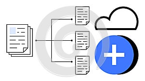 Cloud Document Storage and Sharing Concept with File Distribution and Upload Symbol