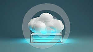 Cloud storage for downloading. digital service or application with data transmission. Network computing technologies. Futuristic