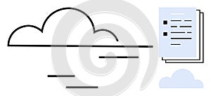 Cloud Storage and File Sharing Concept with Documents and Minimalist Design