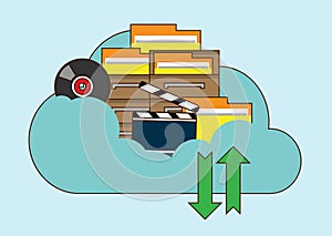 Cloud storage, folder with files of different formats