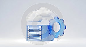 Cloud storage and gear icon isolated on white background
