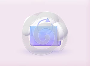 Cloud storage icon. Digital file organization service or app with data transfering