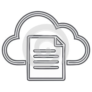 Cloud storage icon with file or document symbol showing online data processing