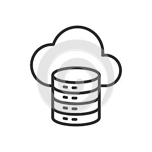 Cloud storage icon in line design. cloud database, online storage, data backup on white background vector. Cloud storage editable