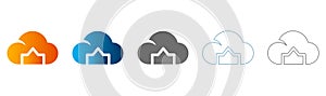Cloud Storage Icon Set, Data Protection, Secure Cloud Computing, Flat Design Vector