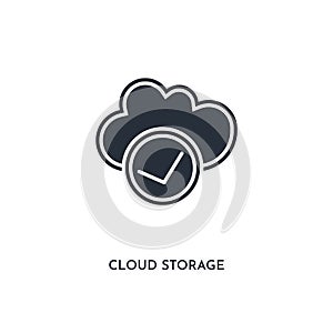 Cloud storage icon. simple element illustration. isolated trendy filled cloud storage icon on white background. can be used for