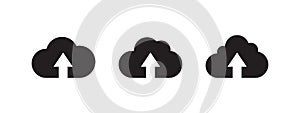 Cloud storage icons. Black clouds. Functional icons for interfaces. Vector scalable graphics