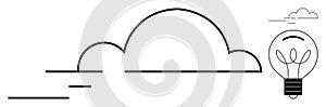 Cloud Computing and Innovation Concept with Lightbulb and Cloud Line Art Design