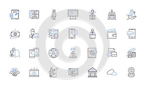 Cloud storage line icons collection. Backup, Sync, Share, Security, Accessibility, Scalability, Flexibility vector and photo
