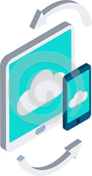 Cloud backup tablet iphone illustration