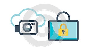 Cloud Storage Private Camera Icon, vector design Generative AI