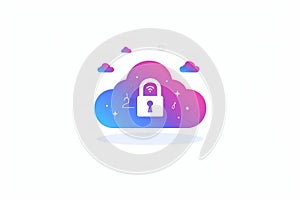 Cloud Storage Security Illustration and Concept Protection With Wireless Features Data