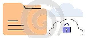 Cloud Storage Security with Locked Folder and Cloud Icon