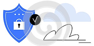 Cloud Storage Security and Verification Concept with Lock Shield and Checkmark