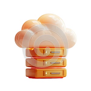 Cloud storage server icon 3d render isolated on transparent background