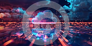 Cloud storage service with endt. Concept Secure Data Storage, Cloud Computing, Data Protection, photo
