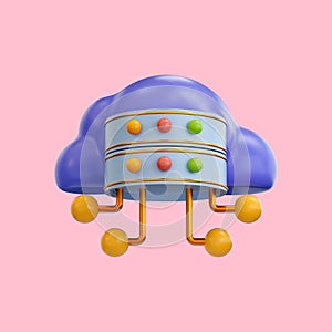 Cloud storage service icon 3d render render concept for data file store