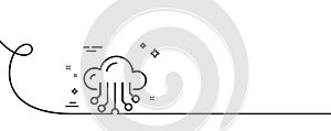 Cloud storage service line icon. Big data sign. Continuous line with curl. Vector