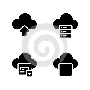 Cloud Storage Solid Icons Set for Cloud Computing