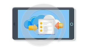 Cloud Storage Sync on Tablet, Digital Data Management, vector design Generative AI