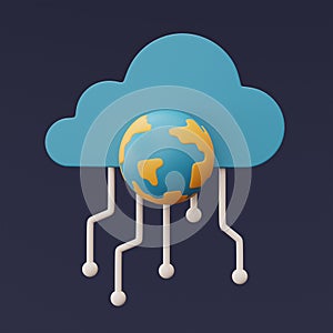 Cloud storage technology concept with blue cloud symbol