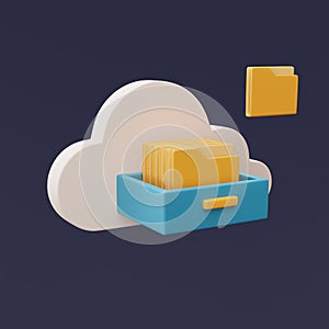 Cloud storage technology concept with cloud symbol.