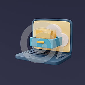 Cloud storage technology concept with computer,online database.