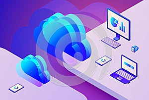 Cloud storage technology vector illustration