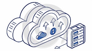 Cloud storage with up arrows, symbolizing data upload and cloud computing vector design Generative AI