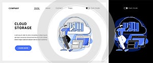 Cloud storage vector concept landing page.