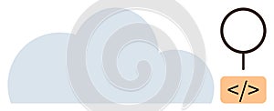 Cloud Computing and Search Icon with Code Symbol Data, Technology, and Digital Innovation