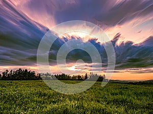 Cloud storm longtime exposure sunset