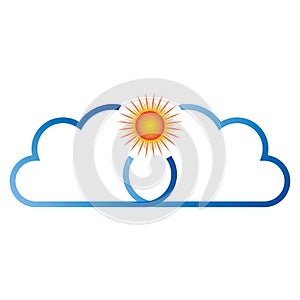 Cloud and sun, cloud and travel logo