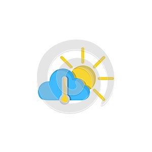 Cloud sun thermometer icon. Simple line, outline vector of two color weather icons for ui and ux, website or mobile application