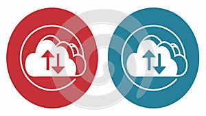 Cloud Sync Icons for Data Upload and Download on Blue Background, vector design Generative AI