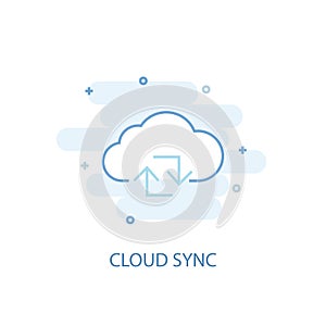 Cloud sync line concept. Simple line