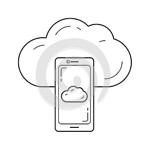 Cloud sync line icon.