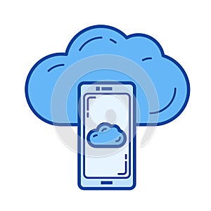 Cloud sync line icon.