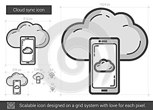 Cloud sync line icon.